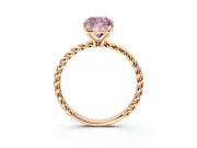 Solitaire Engagement Ring Setting for Fancy Pink Cushion Cut Center with Plain Twisted Rope Band and Prong Head in Rose Gold