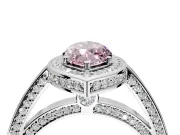 Halo Engagement Ring Setting for Fancy Pink Marquise Center with Framed Halo, Pave Band and Prong Head in White Gold