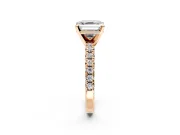 Solitaire Engagement Ring Setting for Asscher Cut Center with Large Accents and Prong Head in Rose Gold