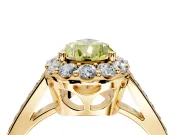 Floral Halo Engagement Ring Setting for Fancy Yellow Pear-Shaped Center with Large Halo Accents and Prong Head in Yellow Gold