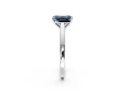 Solitaire Engagement Ring Setting for Fancy Blue Emerald Cut Center with Flat-Sided Plain Band and Prong Head in White Gold