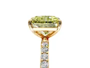 Solitaire Engagement Ring Setting for Fancy Yellow Radiant Cut Center with Pave Accents and Prong Head in Yellow Gold