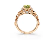 Solitaire Engagement Ring Setting for Fancy Yellow Radiant Cut Center with Filigree Band and Prong Head in Rose Gold