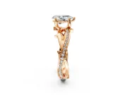 Solitaire Engagement Ring Setting for Pear-Shaped Center with Pave and Plain Crossover Band and Prong Head in Rose Gold