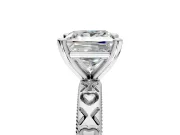 Solitaire Engagement Ring Setting for Princess Cut Center with XO Engraved Band and Prong Head in Platinum