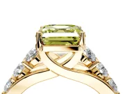 Solitaire Engagement Ring Setting for Fancy Yellow Asscher Cut Center with Graduated Shared Prongs and Prong Head in Yellow Gold