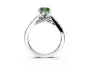 Solitaire Engagement Ring Setting for Fancy Green Cushion Cut Center with Crossover Accents and Prong Head in Platinum