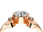 Solitaire Engagement Ring Setting for Round Cut Center with Twisted Band and Scroll Prong Head in Rose Gold