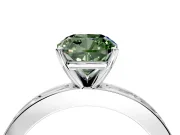 Solitaire Engagement Ring Setting for Fancy Green Cushion Cut Center with Channel Baguette Band and Prong Head in Platinum