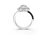 Floral Halo Engagement Ring Setting for Cushion Cut Center with Pave Accents and Prong Head in Sterling Silver