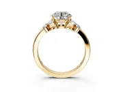 Solitaire Engagement Ring Setting for Round Cut Center with Marquise Flower Shoulders and Prong Head in Yellow Gold
