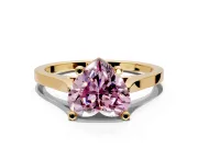 Solitaire Engagement Ring Setting for Fancy Pink Heart-Shaped Center with Tapered Shoulders and Prong Head in Yellow Gold