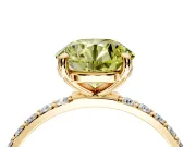 Solitaire Engagement Ring Setting for Fancy Yellow Round Cut Center with Pave Accents and Prong Head in Yellow Gold