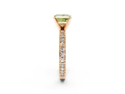 Solitaire Engagement Ring Setting for Fancy Yellow Princess Cut Center with Milgrain-Edged Pave Band and Prong Head in Rose Gold