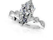Solitaire Engagement Ring Setting for Marquise Center with Milgrain Bezel Accents and Prong Head in Platinum