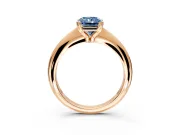 Solitaire Engagement Ring Setting for Fancy Blue Radiant Cut Center with Reverse Tapered Band and Prong Head in Rose Gold