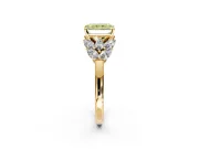 Leaf Cluster Engagement Ring Setting for Fancy Yellow Radiant Cut Center with Marquise Accents and Prong Head in Yellow Gold