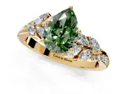 Solitaire Engagement Ring Setting for Fancy Green Pear-Shaped Center with Marquise Accent Twist Band and Prong Head in Yellow Gold