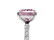 Solitaire Engagement Ring Setting for Fancy Pink Princess Cut Center with Pave Accents and Prong Head in Platinum