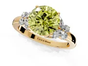 Solitaire Engagement Ring Setting for Fancy Yellow Round Cut Center with Marquise Flower Shoulders and Prong Head in Yellow Gold