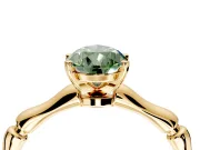 Solitaire Engagement Ring Setting for Fancy Green Pear-Shaped Center with Bamboo Band and Prong Head in Yellow Gold