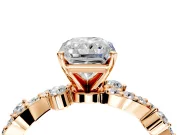 Solitaire Engagement Ring Setting for Radiant Cut Center with Bar-Station Pave Twist and Prong Head in Rose Gold