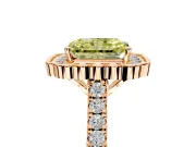 Milgrain Floral Halo Engagement Ring Setting for Fancy Yellow Radiant Cut Center with Pave Band and Prong Head in Rose Gold