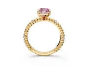 Rope Engagement Ring Setting for Fancy Pink Cushion Cut Center with Accent Shoulders and Prong Head in Yellow Gold