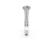 Solitaire Engagement Ring Setting for Round Cut Center with Channel Band and Double Claw Prong Head in Sterling Silver