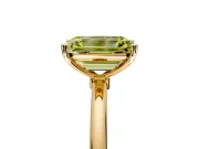 Solitaire Engagement Ring Setting for Fancy Yellow Emerald Cut Center with Straight Thin Band and Prong Head in Yellow Gold