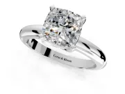 Solitaire Engagement Ring Setting for Cushion Cut Center with Wire Band and Prong Head in Platinum
