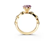 Solitaire Engagement Ring Setting for Fancy Pink Heart-Shaped Center with Bezel Station Band and Prong Head in Yellow Gold