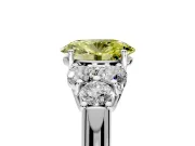 Cluster Engagement Ring Setting for Fancy Yellow Oval Center with Round Cut Accent Frame and Prong Head in Platinum