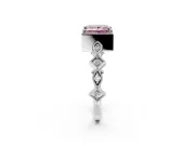 Milgrain Bezel Engagement Ring Setting for Fancy Pink Princess Cut Center with Marquise Stations and Bezel Head in Sterling Silver