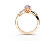 Bar-Set Engagement Ring Setting for Fancy Pink Marquise Center with Tapered Baguette Accents and Prong Head in Rose Gold