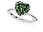 Solitaire Engagement Ring Setting for Fancy Green Heart-Shaped Center with Plain Twisted Rope Band and Prong Head in Sterling Silver