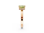 Hidden Halo Engagement Ring Setting for Fancy Yellow Princess Cut Center with Wide Flat Plain Band and Prong Head in Rose Gold