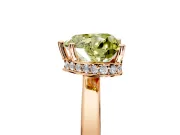 Hidden Halo Engagement Ring Setting for Fancy Yellow Heart-Shaped Center with Wide Flat Plain Band and Prong Head in Rose Gold