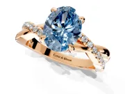 Solitaire Engagement Ring Setting for Fancy Blue Oval Center with Half-Pave Crossover Band and Prong Head in Rose Gold