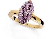 Solitaire Engagement Ring Setting for Fancy Pink Marquise Center with Plain Band and Flat Tab Prong Head in Yellow Gold