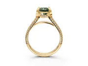 Solitaire Engagement Ring Setting for Fancy Green Radiant Cut Center with Accented Split Shank and Prong Head in Yellow Gold