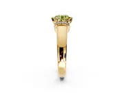 Solitaire Engagement Ring Setting for Fancy Yellow Round Cut Center with Wide Band, Pave Collar and Prong Head in Yellow Gold
