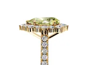 Halo Engagement Ring Setting for Fancy Yellow Pear-Shaped Center with Single-Row Pave, Open Basket and Prong Head in Yellow Gold