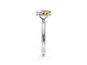 Hidden Halo Engagement Ring Setting for Fancy Yellow Oval Center with Thin Round-Wire Band and Prong Head in Platinum
