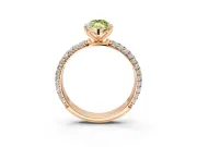 Solitaire Engagement Ring Setting for Fancy Yellow Marquise Center with Domed Multi-Row Pave Band and Prong Head in Rose Gold
