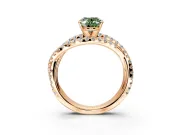 Solitaire Engagement Ring Setting for Fancy Green Oval Center with Woven 3-Strand Pave Band and Prong Head in Rose Gold