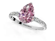 Solitaire Engagement Ring Setting for Fancy Pink Pear-Shaped Center with Fine Pave Accents and Prong Head in Platinum