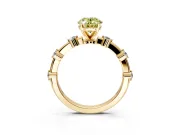 Solitaire Engagement Ring Setting for Fancy Yellow Oval Center with Bezel Station Band and Prong Head in Yellow Gold