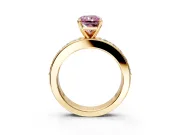Solitaire Engagement Ring Setting for Fancy Pink Radiant Cut Center with Channel-Set Accents and Prong Head in Yellow Gold
