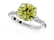 Solitaire Engagement Ring Setting for Fancy Yellow Round Cut Center with Alternating Size Accents and Prong Head in Sterling Silver